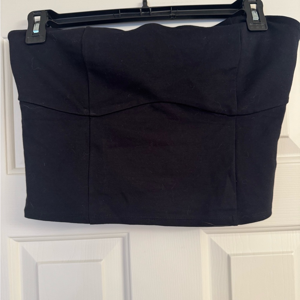 Black Ponte Cropped Tube Top